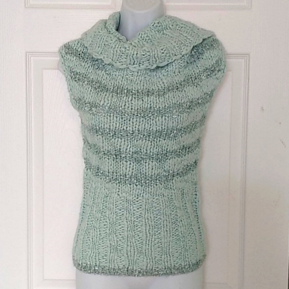 NWT Bebe Sparkly sleeveless cowl neck sweater M Creme White - Picture 7 of 7